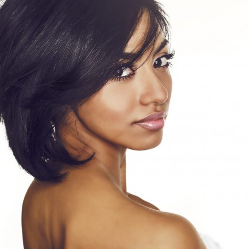 Young woman after neck lift